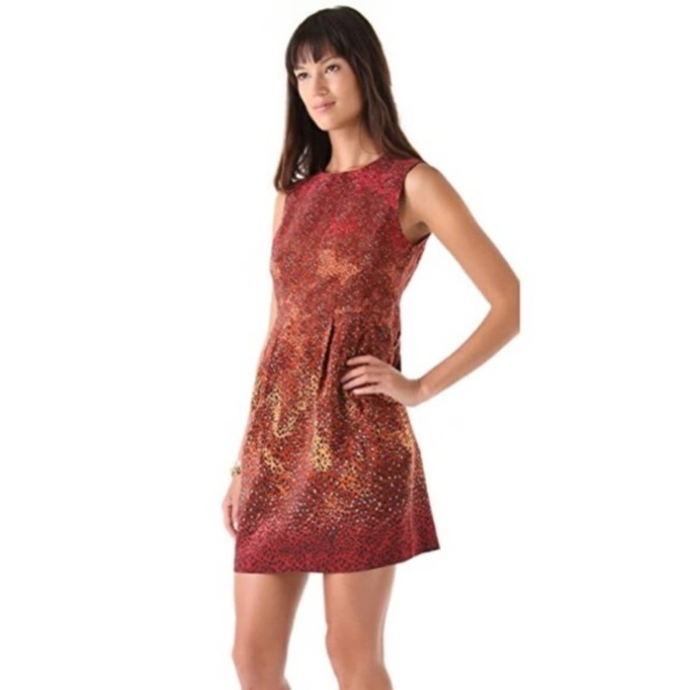 Nanette Lepore Red and Gold Sleeveless A-Line Dress